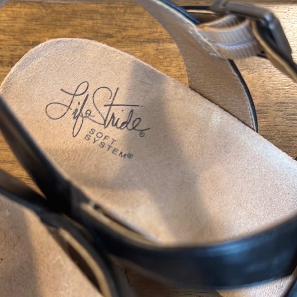 LifeStride soft system Black Strappy Wedge Sandals - Picture 2 of 11